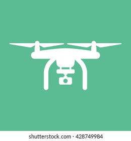 Drone Flat Icon On Green Background
