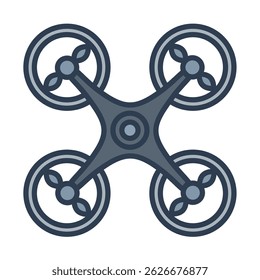 Drone flat icon, symbolizing aerial technology and remote-controlled flight