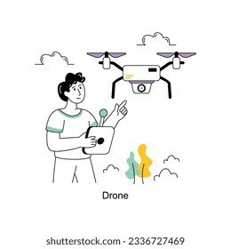 Drone Flat Style Design Vektorgrafik. Stockillustration