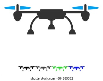 Drone flat vector pictogram. Drone icon with gray, black, blue, green color versions.