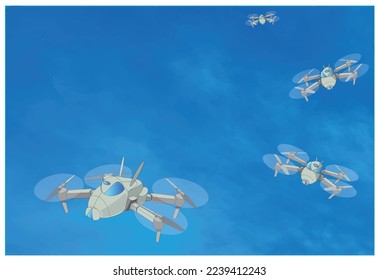 Drone flies out of the blue sky