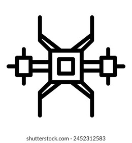 Icono de avión no tripulado delinea el Vector. Fotografía de cámara. Control de drones