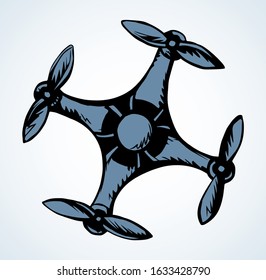 Drone in flight. Vector drawing