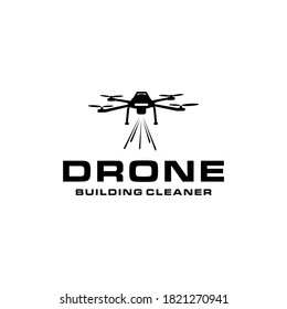 Drone Fly for Building Cleaner logo Design Vector