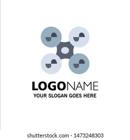 Drone, Fly, Quad copter, Technology Business Logo Template. Flat Color