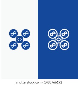 Drone, Fly, Quad copter, Technology Line and Glyph Solid icon Blue banner Line and Glyph Solid icon Blue banner