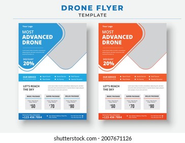 Drone Flyer Template, Most Advanced Drone Services Flyer, Drone Rent Flyer
