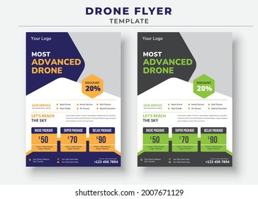 Plantilla de volante de drones, volante de servicios de drones más avanzado, volante de alquiler de drones