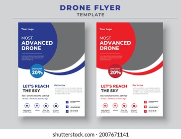 Drone Flyer Template, Most Advanced Drone Services Flyer, Drone Rent Flyer