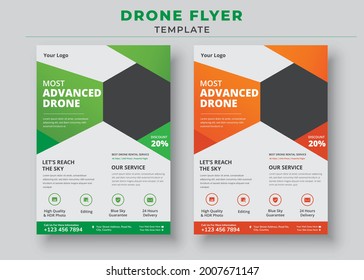 Drone Flyer Template, Most Advanced Drone Services Flyer, Drone Rent Flyer
