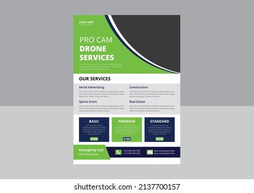 Drone Flyer Template, Most Advanced Drone Services Flyer, Drone Rent Flyer. Pro cam drone service flyer.