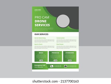 Drone Flyer Template, Most Advanced Drone Services Flyer, Drone Rent Flyer. Pro cam drone service flyer.