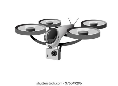 Drone Flying Air Quadrocopter Isolated Logo Icon Vector Illustration