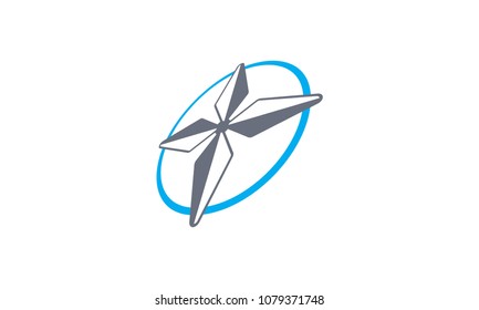 Drone flying logo, rotor blades on helicopter
