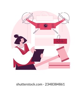 Drone flying regulations abstract concept vector illustration. Drone flying rules, quadcopter regulations, autonomous aircraft use limitations, unmanned air transport law abstract metaphor.
