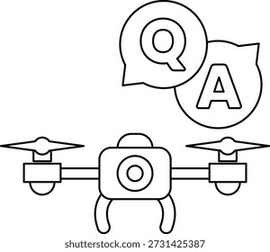 A drone is flying in the sky with a Q and A on the ground. The drone is a symbol of technology and innovation, while the Q and A represent curiosity and the desire to learn