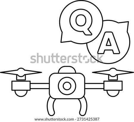 A drone is flying in the sky with a Q and A on the ground. The drone is a symbol of technology and innovation, while the Q and A represent curiosity and the desire to learn