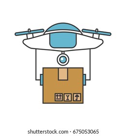 drone flying technology with box carton