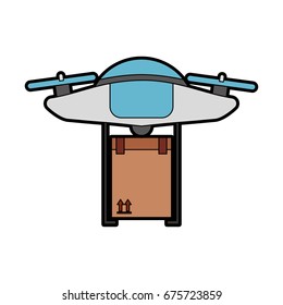 drone flying technology with box carton