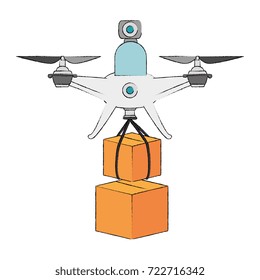 drone flying technology with boxes