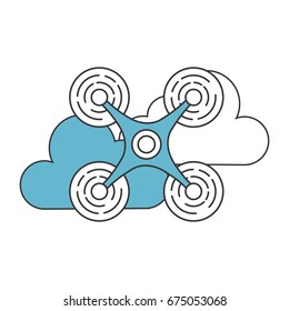 drone flying technology with clouds