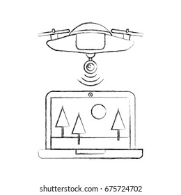 drone flying technology with laptop