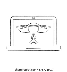 drone flying technology with laptop