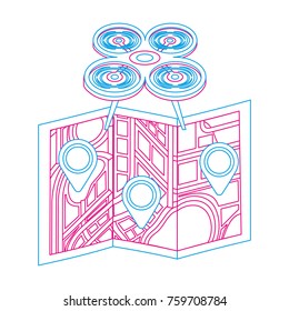 drone flying technology with paper map gps navigation