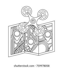 drone flying technology with paper map gps navigation