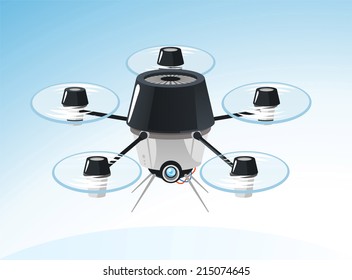 Drone Flying, vector illustration cartoon