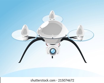 Drone Flying, vector illustration cartoon