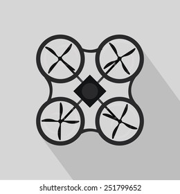 drone four blades,flat,  seen from above, over gray  color background