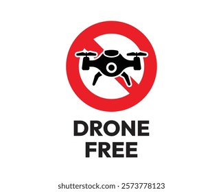 Drone Free Sign, High-Quality Vector Image for Designating No Drone Areas, Clear and Recognizable Symbol