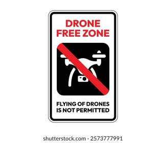 Drone Free Zone. Flying of Drones Is Not Permitted Sign, High-Quality Vector Image for Designating No Drone Areas, Clear and Recognizable Symbol