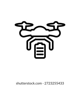 Icono de batería completa de drone, gráficos de Vector de línea