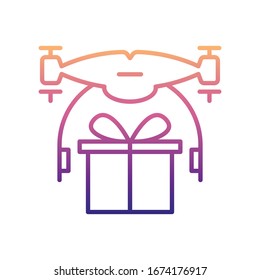 drone with a gift nolan icon. Simple thin line, outline vector of Drones icons for ui and ux, website or mobile application