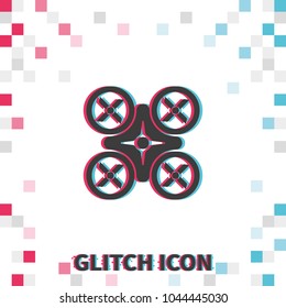 Drone  glitch effect vector icon.