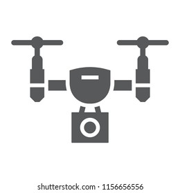 Drone glyph icon, electronic and device, quadcopter sign, vector graphics, a solid pattern on a white background, eps 10.