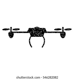Drone grainy textured icon for overlay watermark stamps. Flat symbol with scratched texture. Dotted vector black ink rubber seal stamp with grunge design on a white background.