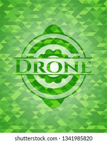 Drone green emblem with mosaic background