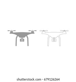 Drone grey set icon .