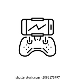 Drone ground control using a gamepad. Pixel perfect, editable stroke icon