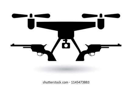 drone with guns, quadcopter with revolvers attached 