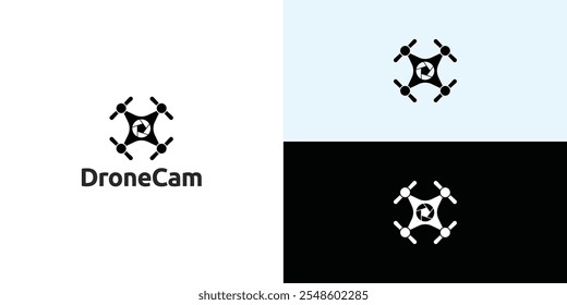 Drone Helicopter Camera Lens Photography logo. Drone with Camera Shutter or aperture logo.