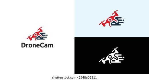 Drone Helicopter Camera Lens Photography logo. Drone with Camera Shutter or aperture logo.