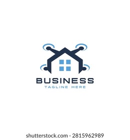 Drone Home Inspection Logo Design, Quadcopter House Symbol for Aerial Property Survey and Real Estate Technology Brand