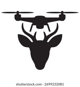 Drone hovering over a deer silhouette, symbolizing technology and nature
