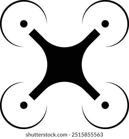 ícone de drone design preto. Simples ícone de vetor um drone. Ícone plano de drone aéreo civil. rc drone quadcóptero com câmera preto simbo