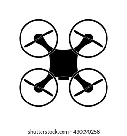 Drone icon black logo element top view vector illustration. Quadrocopter image eps logo