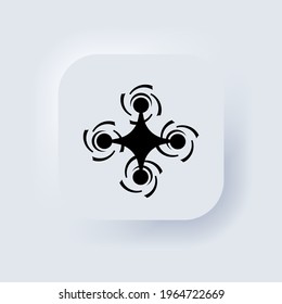 Drone icon in black. Drone logo. Neumorphic UI UX white user interface web button. Neumorphism. Vector EPS 10.